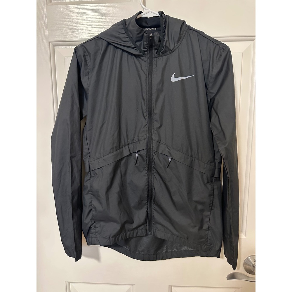 Nike Jacket Womens XS Black Running Essential Hooded Windbreaker Full Zip